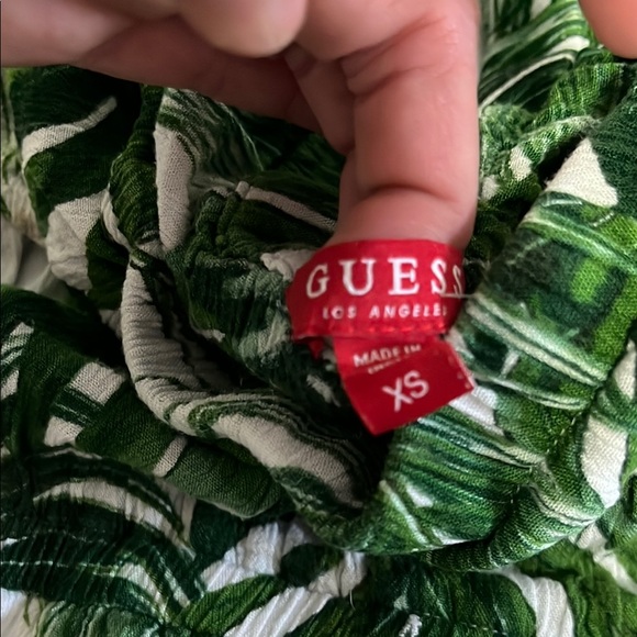 GUESS Tropical Leaf Print Off-Shoulder Romper - Picture 4 of 4